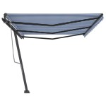 vidaXL Copertină autonomă retractabilă manual albastru/alb 600x300 cm vidaXL Copertină autonomă retractabilă manual albastru/alb 600x300 cm