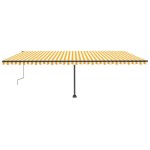 vidaXL Copertină autonomă retractabilă manual, galben&alb, 600x300 cm