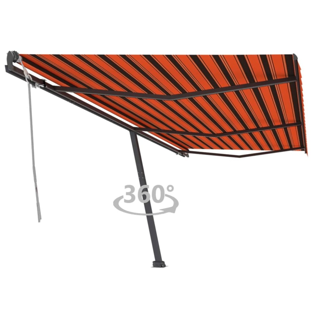 vidaXL Copertină retractabilă manual, portocaliu/maro, 600x300 cm