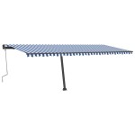 vidaXL Copertină retractabilă manual cu LED albastru și alb 600x300 cm