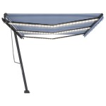 vidaXL Copertină retractabilă manual cu LED albastru și alb 600x300 cm