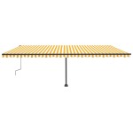 vidaXL Copertină retractabilă manual cu LED, galben și alb, 600x300 cm