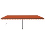 vidaXL Copertină retractabilă manual LED, portocaliu/maro, 600x300 cm