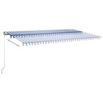vidaXL Copertină autonomă retractabilă automat albastru/alb 600x300 cm vidaXL Copertină autonomă retractabilă automat albastru/alb 600x300 cm