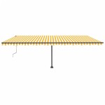 vidaXL Copertină autonomă retractabilă automat galben&alb 600x300 cm vidaXL Copertină autonomă retractabilă automat galben&alb 600x300 cm