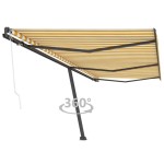 vidaXL Copertină autonomă retractabilă automat galben&alb 600x300 cm vidaXL Copertină autonomă retractabilă automat galben&alb 600x300 cm