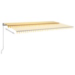 vidaXL Copertină autonomă retractabilă automat galben&alb 600x300 cm vidaXL Copertină autonomă retractabilă automat galben&alb 600x300 cm