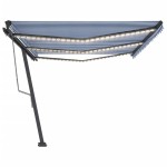 vidaXL Copertină automată cu senzor vânt&LED, albastru&alb, 600x300 cm vidaXL Copertină automată cu senzor vânt&LED, albastru&alb, 600x300 cm
