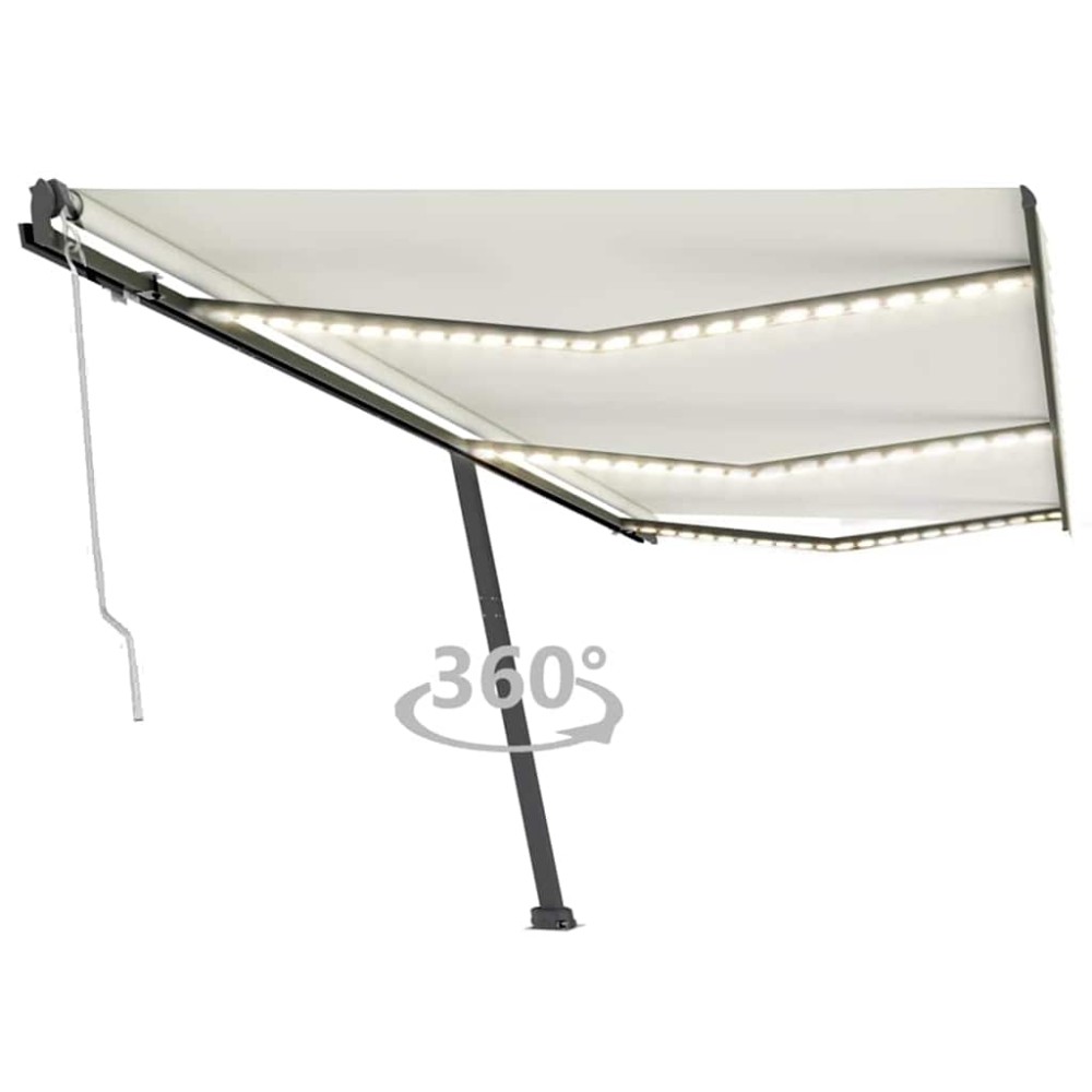 vidaXL Copertină automată cu LED & senzor vânt, crem, 600x300 cm