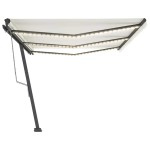 vidaXL Copertină automată cu LED & senzor vânt, crem, 600x300 cm vidaXL Copertină automată cu LED & senzor vânt, crem, 600x300 cm