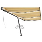 vidaXL Copertină automată cu senzor vânt & LED, galben&alb, 600x300 cm vidaXL Copertină automată cu senzor vânt & LED, galben&alb, 600x300 cm