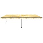 vidaXL Copertină automată cu senzor vânt & LED, galben&alb, 600x300 cm vidaXL Copertină automată cu senzor vânt & LED, galben&alb, 600x300 cm