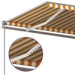 vidaXL Copertină automată cu senzor vânt & LED, galben&alb, 600x300 cm vidaXL Copertină automată cu senzor vânt & LED, galben&alb, 600x300 cm
