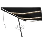 vidaXL Copertină automată cu senzor vânt & LED, antracit, 600x300 cm vidaXL Copertină automată cu senzor vânt & LED, antracit, 600x300 cm