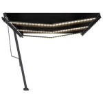 vidaXL Copertină automată cu senzor vânt & LED, antracit, 600x300 cm vidaXL Copertină automată cu senzor vânt & LED, antracit, 600x300 cm