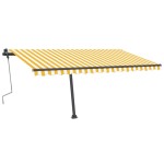 vidaXL Copertină autonomă retractabilă manual, galben&alb, 400x350 cm