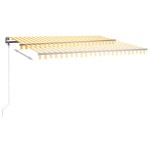 vidaXL Copertină retractabilă manual cu LED, galben și alb, 400x350 cm