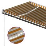 vidaXL Copertină retractabilă manual cu LED, galben și alb, 400x350 cm