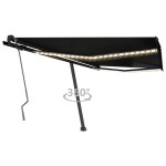 vidaXL Copertină retractabilă manual cu LED, antracit, 400x350 cm