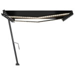 vidaXL Copertină retractabilă manual cu LED, antracit, 400x350 cm