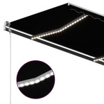 vidaXL Copertină retractabilă manual cu LED, antracit, 400x350 cm
