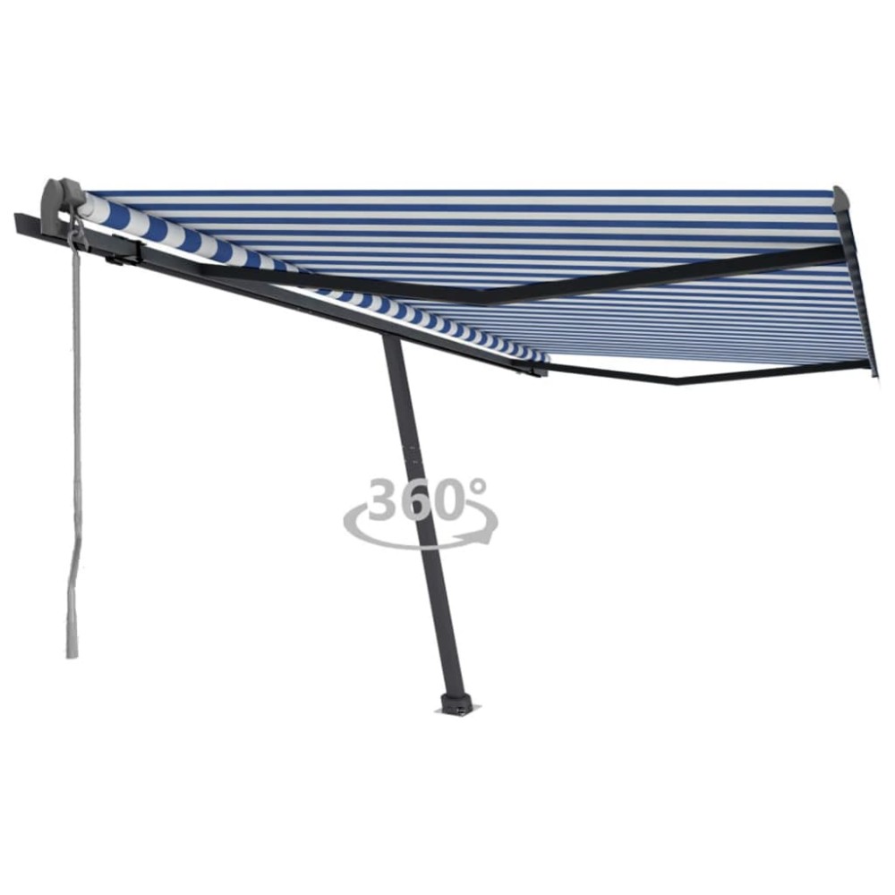 vidaXL Copertină autonomă retractabilă automat albastru&alb 400x350 cm