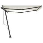 vidaXL Copertină autonomă retractabilă automat, crem, 400x350 cm vidaXL Copertină autonomă retractabilă automat, crem, 400x350 cm