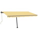 vidaXL Copertină autonomă retractabilă automat galben&alb 400x350 cm vidaXL Copertină autonomă retractabilă automat galben&alb 400x350 cm