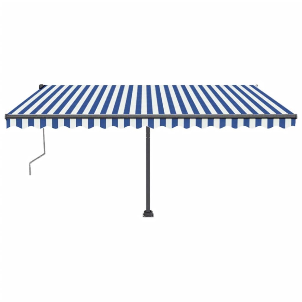 vidaXL Copertină automată cu senzor vânt&LED, albastru/alb, 400x350 cm