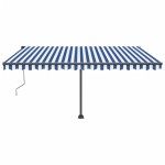 vidaXL Copertină automată cu senzor vânt&LED, albastru/alb, 400x350 cm vidaXL Copertină automată cu senzor vânt&LED, albastru/alb, 400x350 cm