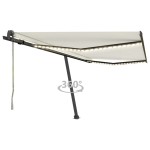 vidaXL Copertină automată cu senzor vânt & LED, crem, 400x350 cm vidaXL Copertină automată cu senzor vânt & LED, crem, 400x350 cm