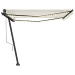 vidaXL Copertină automată cu senzor vânt & LED, crem, 400x350 cm vidaXL Copertină automată cu senzor vânt & LED, crem, 400x350 cm