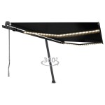 vidaXL Copertină automată cu senzor vânt & LED, antracit, 400x350 cm