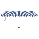 vidaXL Copertină autonomă retractabilă manual albastru/alb 450x350 cm vidaXL Copertină autonomă retractabilă manual albastru/alb 450x350 cm