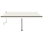 vidaXL Copertină autonomă retractabilă manual, crem, 450x350 cm