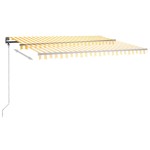 vidaXL Copertină retractabilă manual cu LED, galben și alb, 450x350 cm