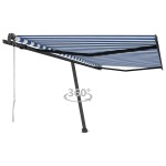 vidaXL Copertină autonomă retractabilă automat albastru&alb 450x350 cm vidaXL Copertină autonomă retractabilă automat albastru&alb 450x350 cm