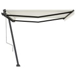 vidaXL Copertină autonomă retractabilă automat, crem, 450x350 cm vidaXL Copertină autonomă retractabilă automat, crem, 450x350 cm