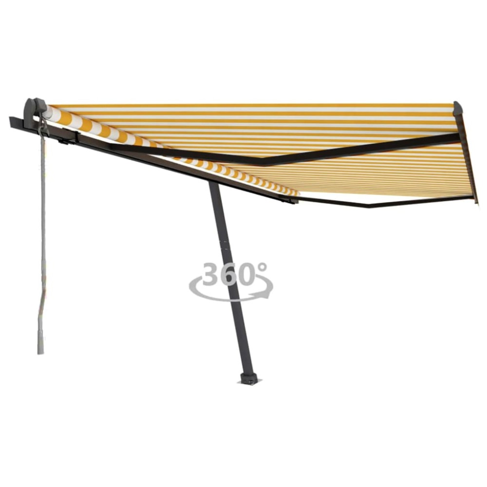 vidaXL Copertină autonomă retractabilă automat galben & alb 450x350 cm