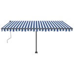 vidaXL Copertină automată cu LED&senzor vânt, albastru&alb, 450x350 cm vidaXL Copertină automată cu LED&senzor vânt, albastru&alb, 450x350 cm