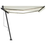 vidaXL Copertină automată cu LED & senzor vânt, crem, 450x350 cm vidaXL Copertină automată cu LED & senzor vânt, crem, 450x350 cm