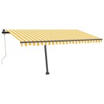 vidaXL Copertină automată cu LED/senzor vânt, galben&alb, 450x350 cm vidaXL Copertină automată cu LED/senzor vânt, galben&alb, 450x350 cm