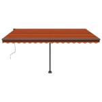 vidaXL Copertină automată, senzor vânt & LED, oranj/maro, 450x350 cm