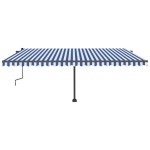 vidaXL Copertină autonomă retractabilă manual, albastru&alb 500x350 cm