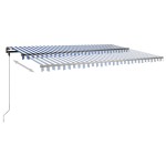 vidaXL Copertină autonomă retractabilă manual, albastru&alb 500x350 cm
