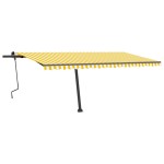 vidaXL Copertină retractabilă manual cu LED, galben și alb, 500x350 cm