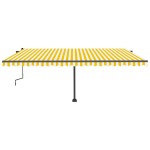 vidaXL Copertină retractabilă manual cu LED, galben și alb, 500x350 cm