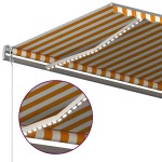 vidaXL Copertină retractabilă manual cu LED, galben și alb, 500x350 cm
