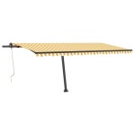 vidaXL Copertină autonomă retractabilă automat galben&alb 500x350 cm vidaXL Copertină autonomă retractabilă automat galben&alb 500x350 cm