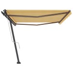 vidaXL Copertină autonomă retractabilă automat galben&alb 500x350 cm vidaXL Copertină autonomă retractabilă automat galben&alb 500x350 cm